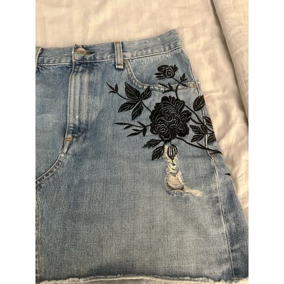 RAG & BONE Dive Denim Embroidered Mini Skirt Sz 27 - Picture 9 of 10